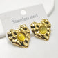 Heart Shape Artificial Gemstones Stud Earrings [304 Stainless Steel]