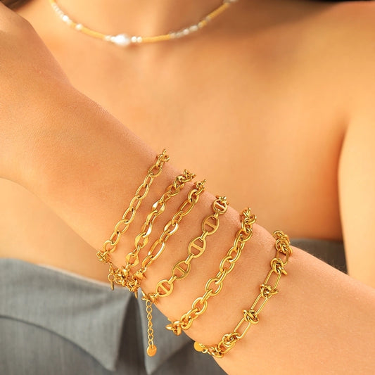 Bracelets de corrente [304 aço inoxidável, 14K Gold Plated]