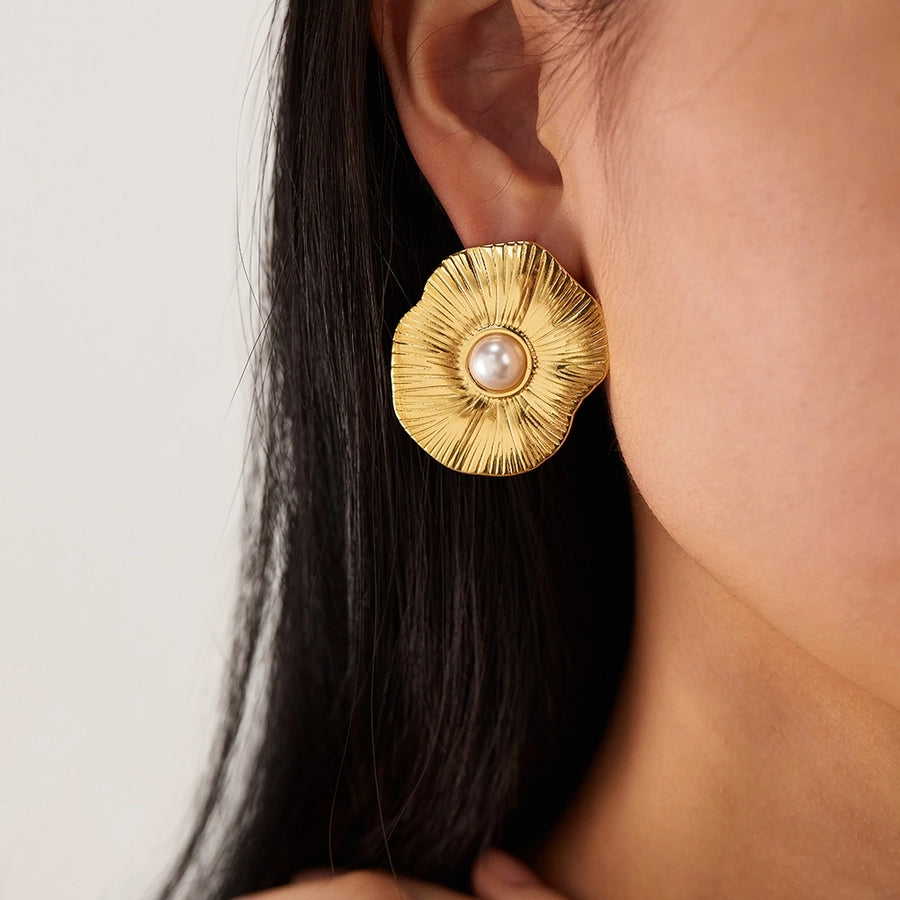 Leaf Plating Earrings [304 Stainless Steel,18K Gold Plated]