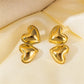 Double Heart Shape Earrings [304 Stainless Steel,18K Gold Plated]