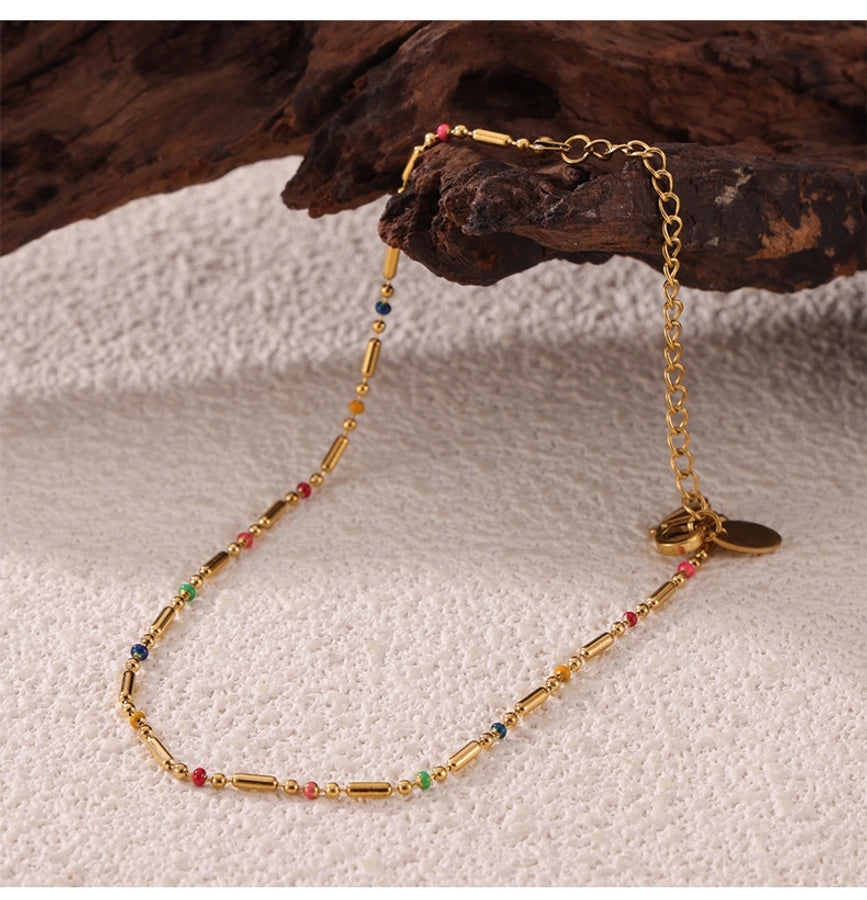 Colorful Seed Bead Bracelet/Anklet/Necklace [304 Stainless Steel,18K Gold Plated]