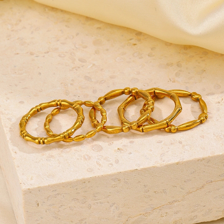 Mix Bands Rings [304 Stainless Steel 18K Gold Plated]