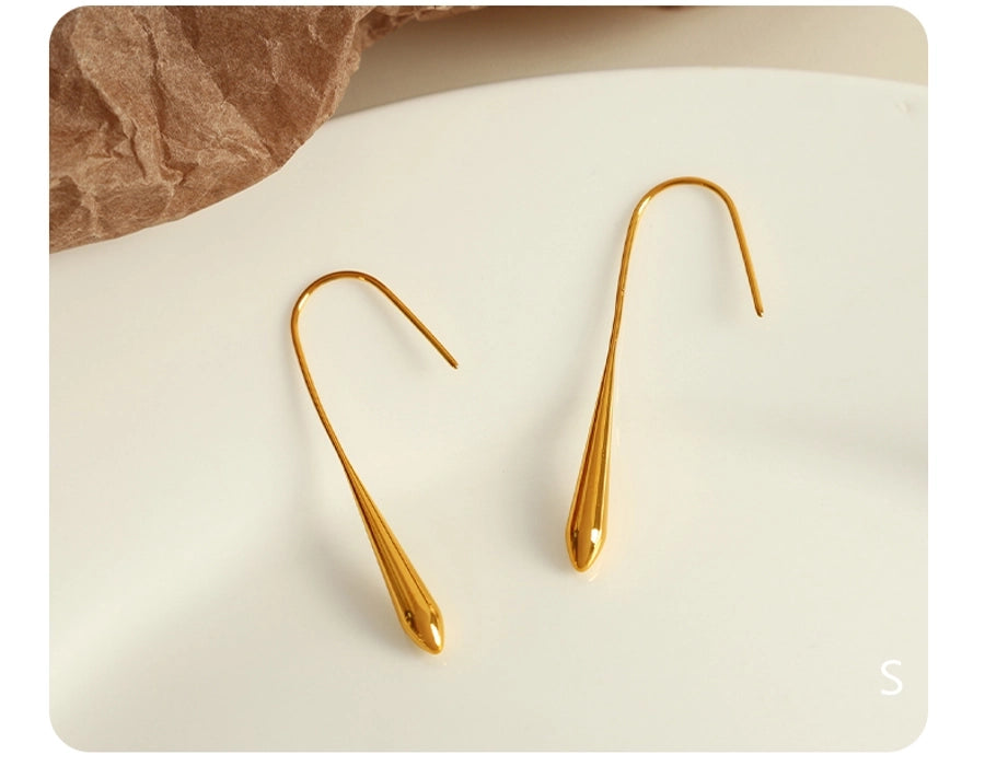 Water Droplets Gourd Hook Earrings [304 Stainless Steel,18K Gold Plated]