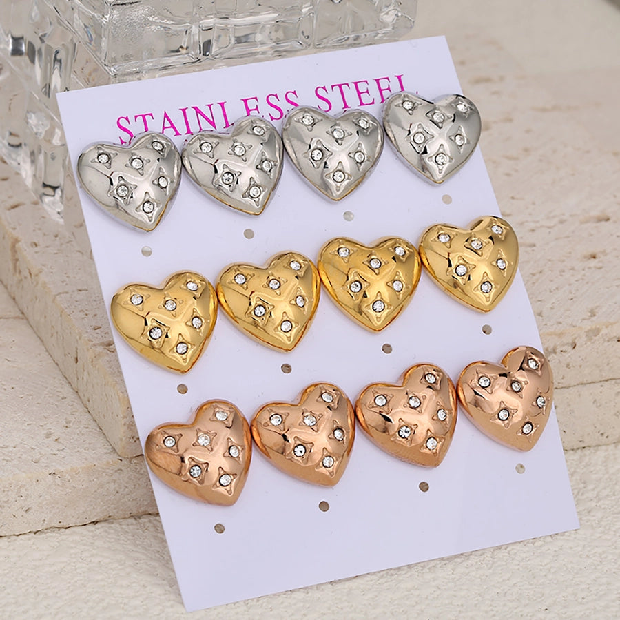 6 Pairs Simple Style Earrings Sets [304 Stainless Steel]