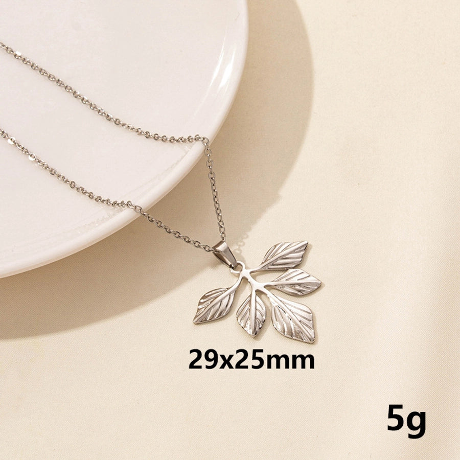 Leaves Pendant Necklace [304 Stainless Steel,18K Gold Plated]