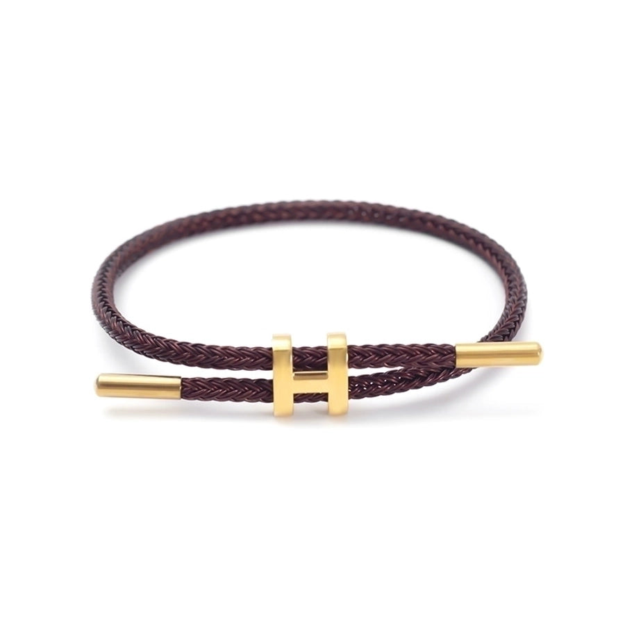 H Letter Wire Rope  Bracelets [304 Stainless Steel, 18K Gold Plated]