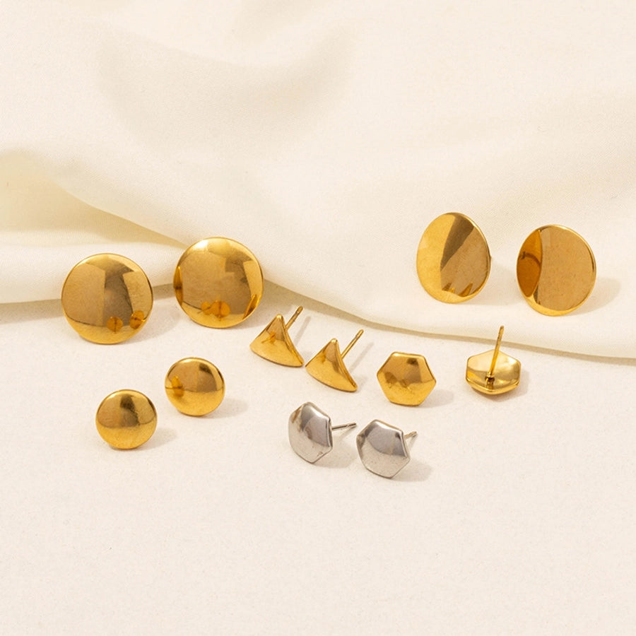 Flat Round Earrings [304 Stainless Steel,18K Gold Plated]