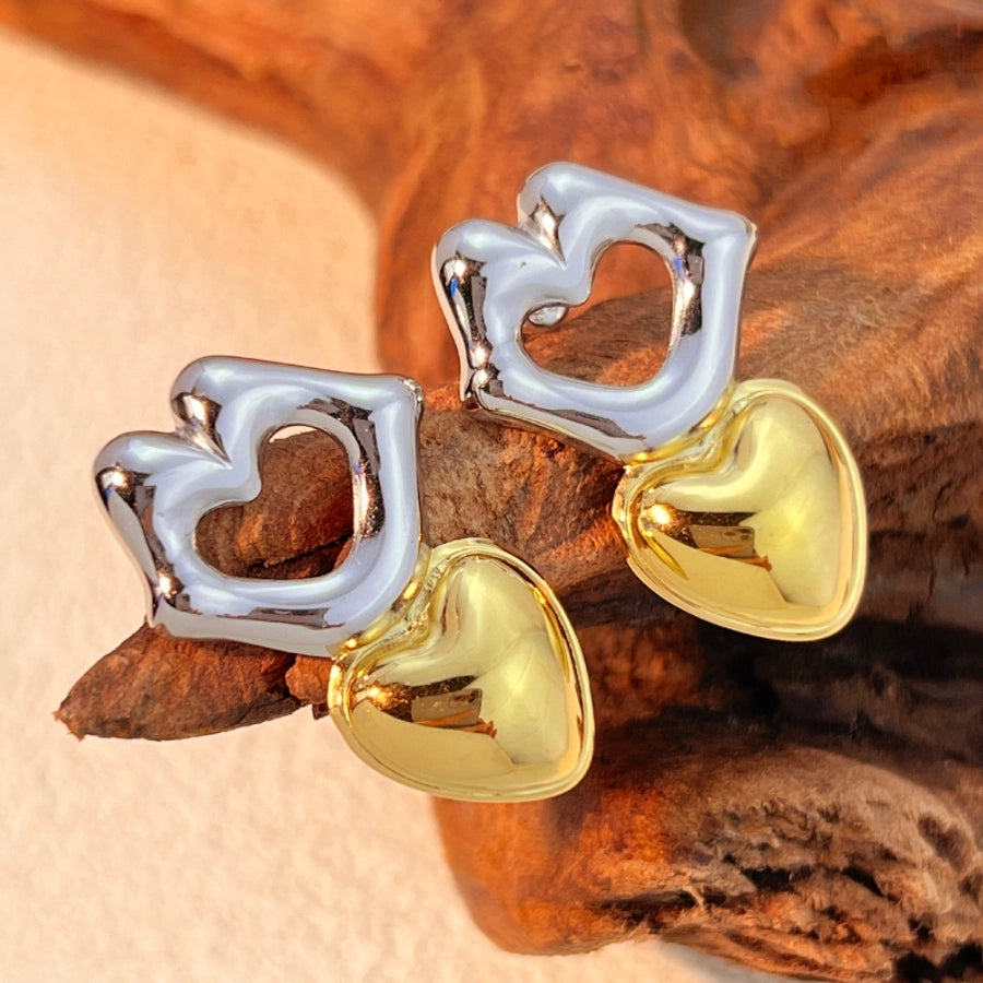 Lips Heart Drop Earrings [304 Stainless Steel,18K Gold Plated]