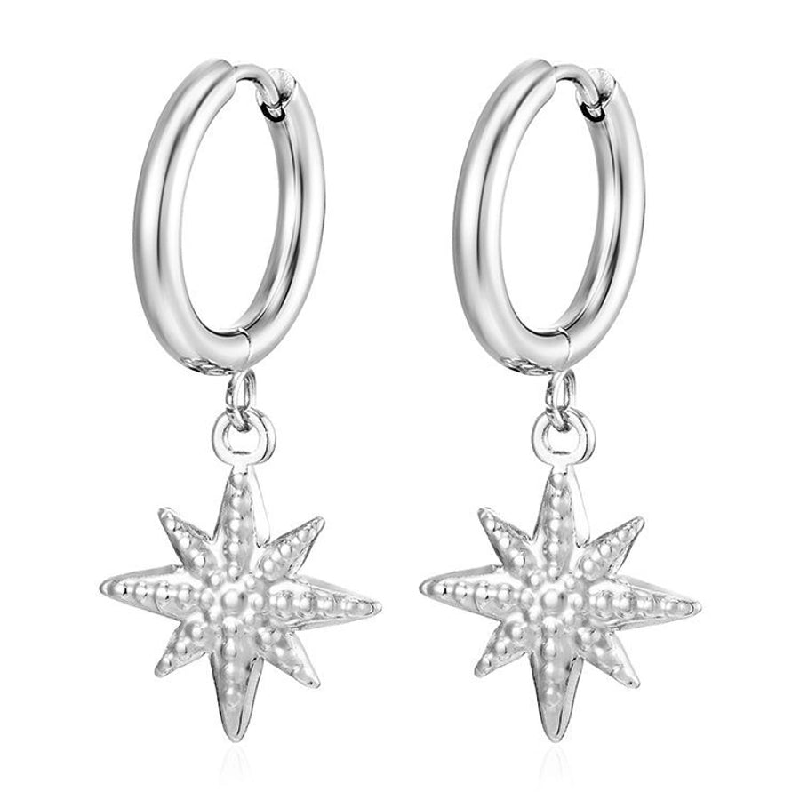 Geometric Star Spiral Drop Earrings [304 Stainless Steel,18K Gold Plated]