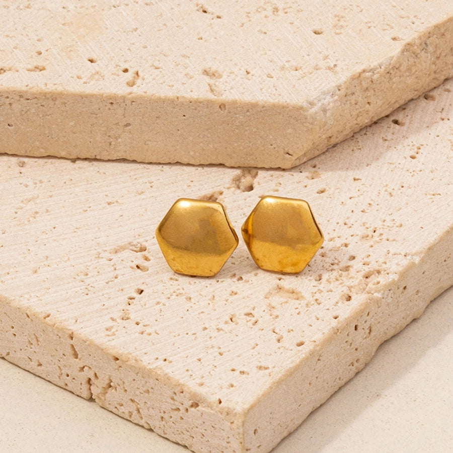 Flat Round Earrings [304 Stainless Steel,18K Gold Plated]