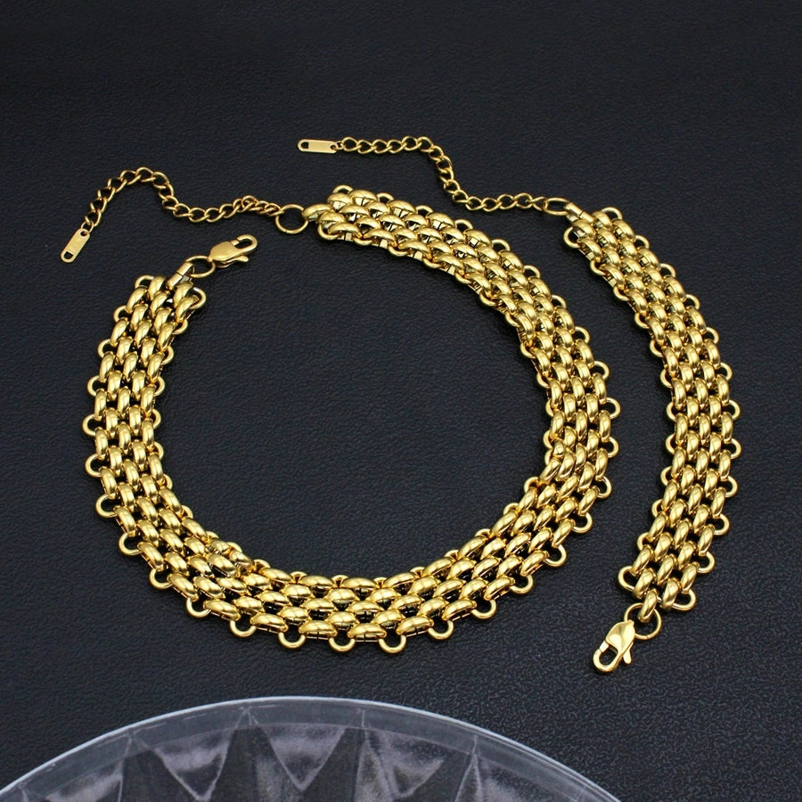 Retro Chain Bracelet/Necklace [304 Stainless Steel,18K Gold Plated]