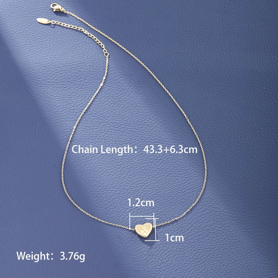 Letter Heart Shape Necklace [304 Stainless Steel,18K Gold Plated]