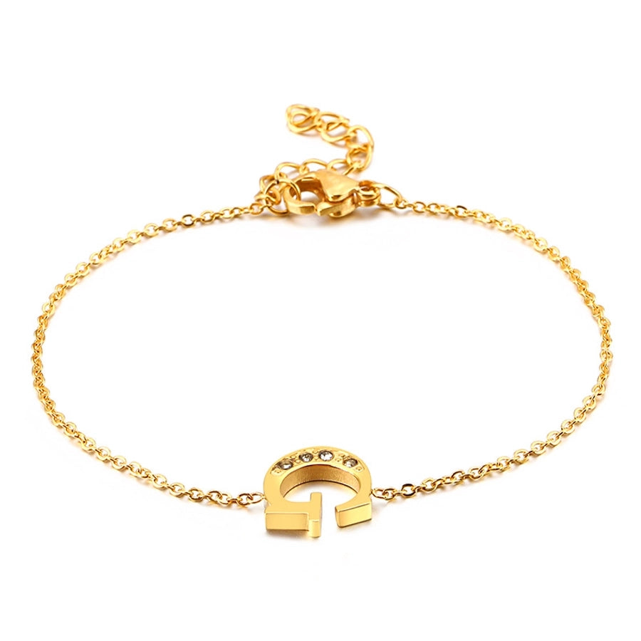 Letter Bracelets [304 Stainless Steel,18K Gold Plated]