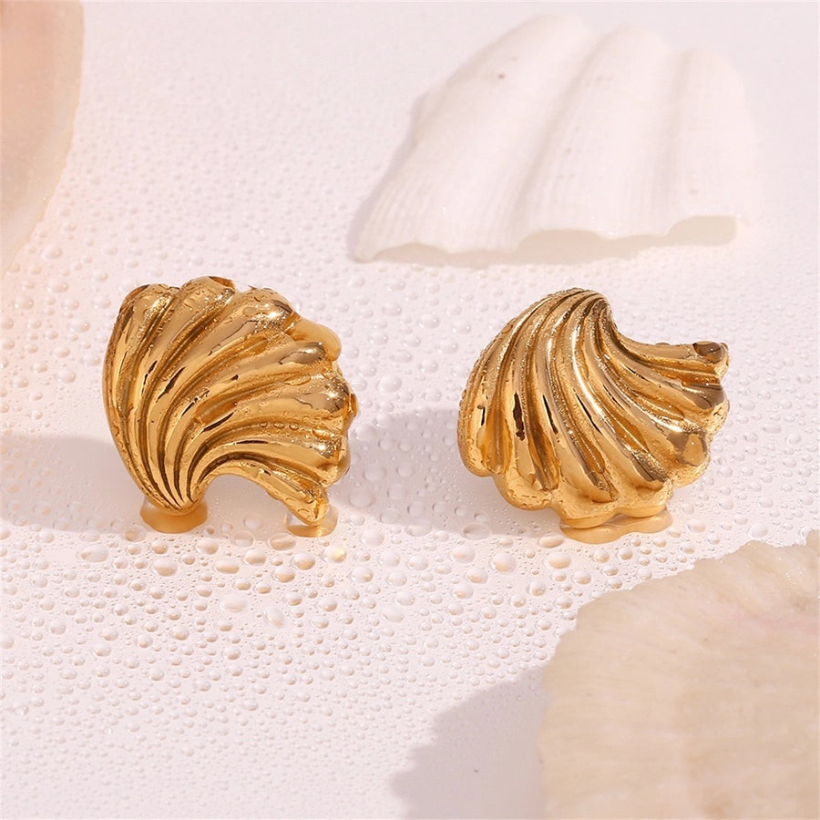 Marine Style Simple Style Sea Wave Earrings [304 Stainless Steel, 18K Gold Plated]