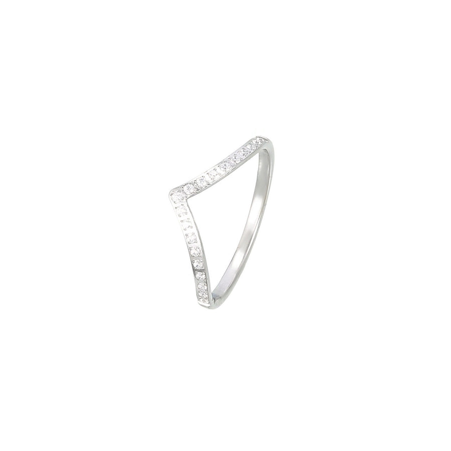 Zircon Wavy Band Ring [304 Stainless Steel]