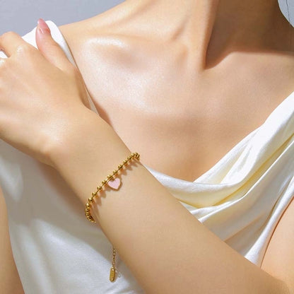 Heart Shape Bracelet [304 Stainless Steel,18K Gold Plated]