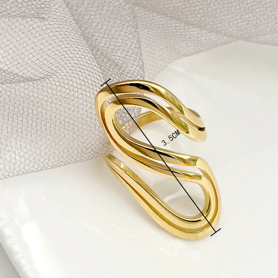 S Shape Ring [304 Stainless Steel, 14K Gold Plated]