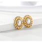 Oval Artificial Pearls Earrings [304 Stainless Steel,18K Gold Plated]