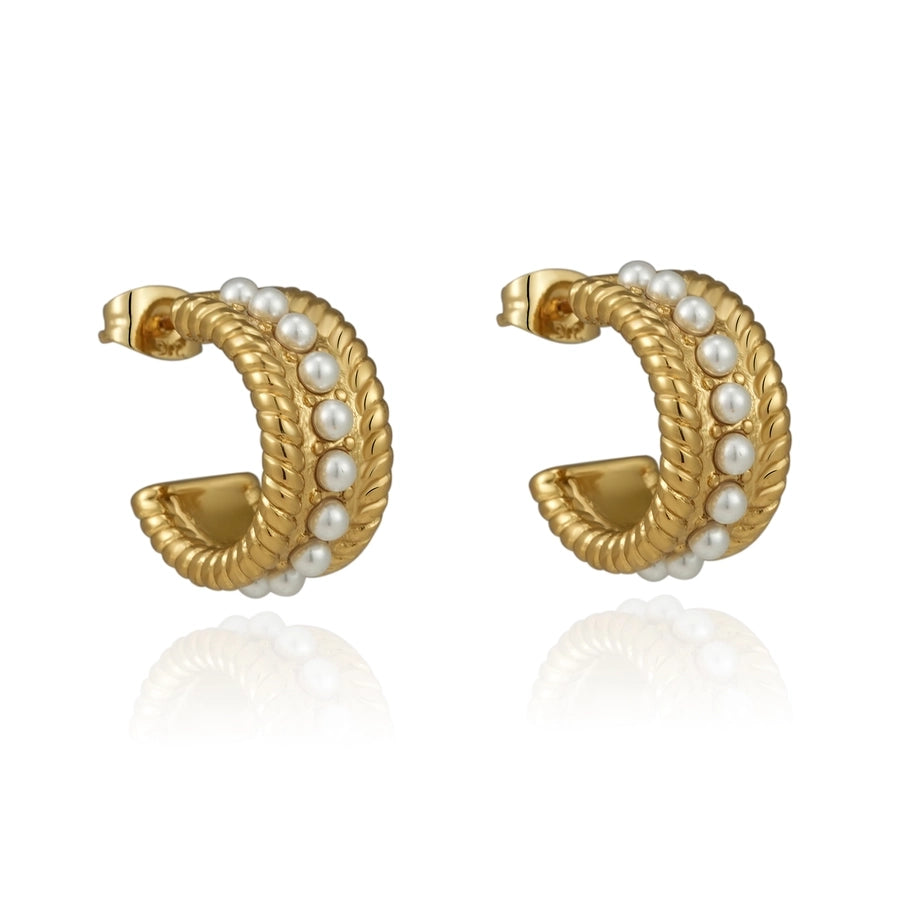 Baroque Style Irregular Artificial Pearls Earrings [304 Stainless Steel,18K Gold Plated]