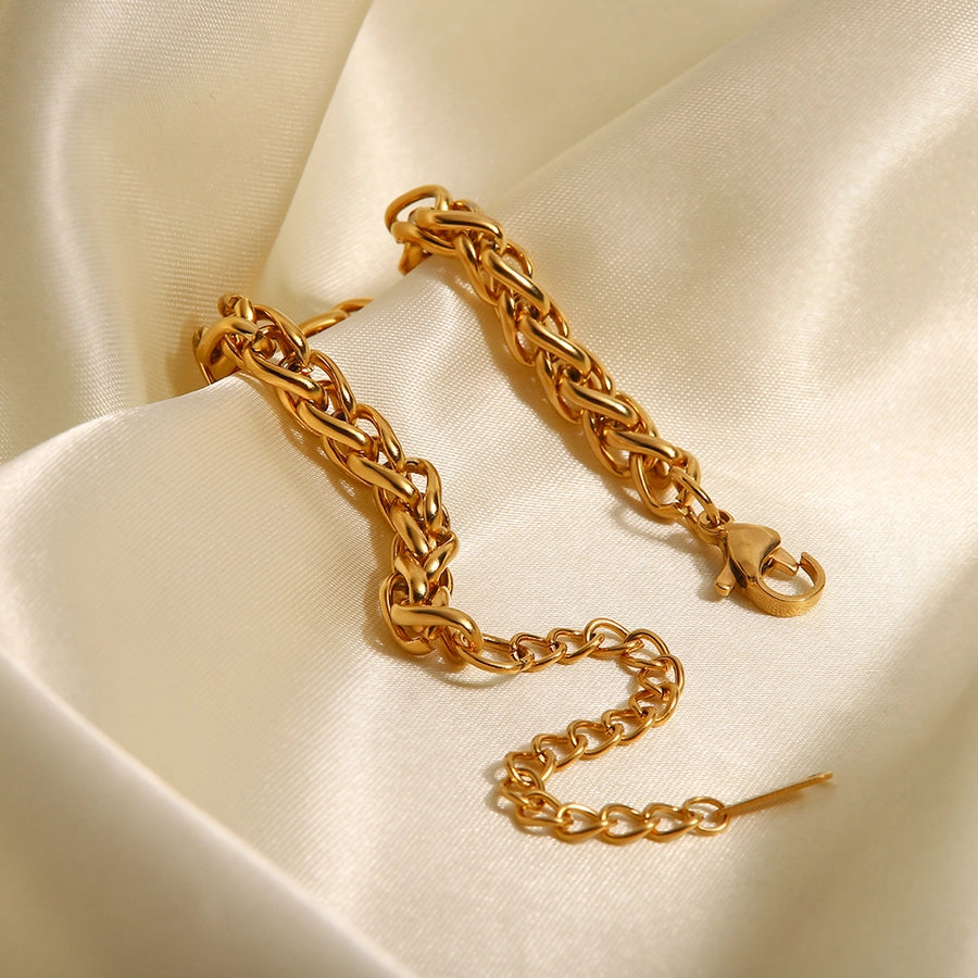 Franco Wheat Chain Bracelet [304 Stainless Steel, 18K Gold Plated]