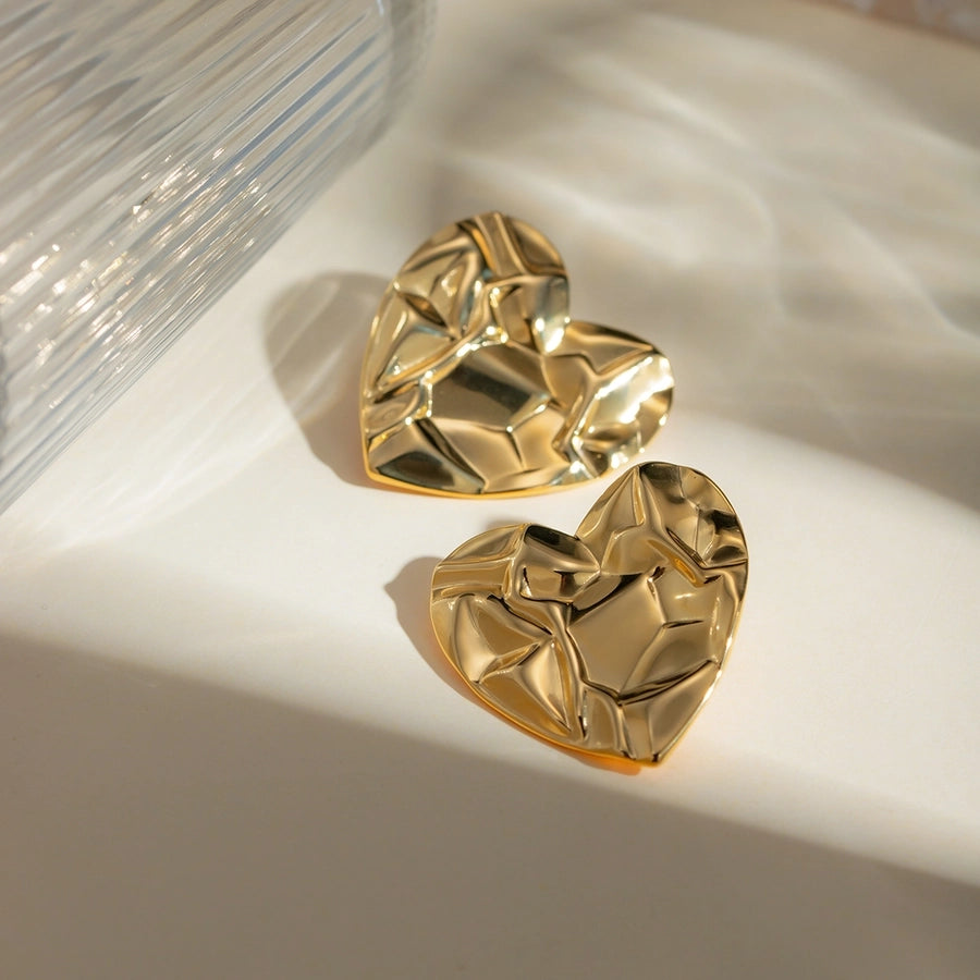 Heart Shape Earrings [304 Stainless Steel,18K Gold Plated]