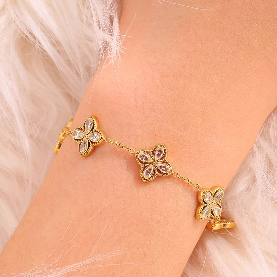 Floral Style  Bracelet [304 Stainless Steel]