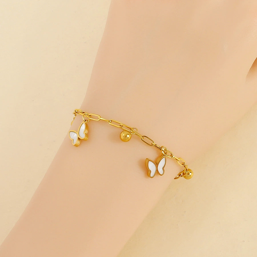 Butterfly Shell Bracelet [304 Stainless Steel,18K Gold Plated]