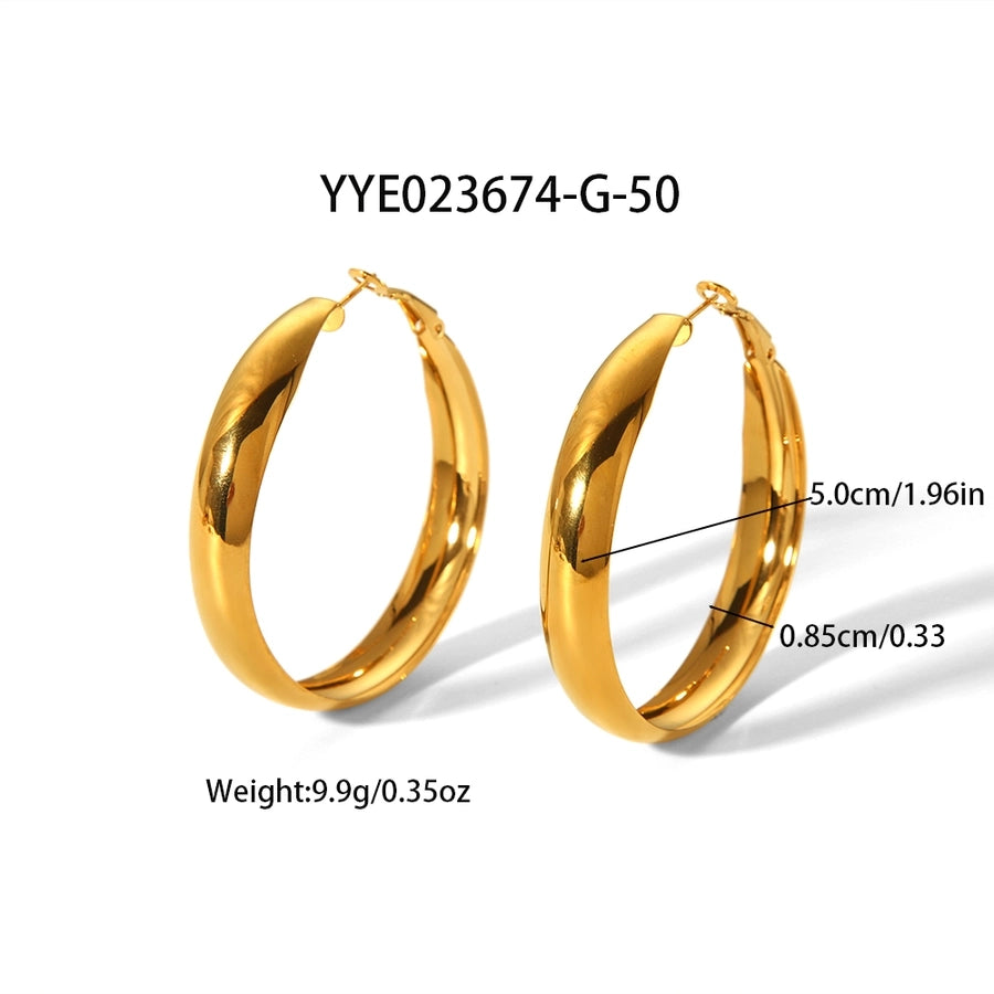 Round Polishing Hoop Earrings [304 Stainless Steel,18K Gold Plated]