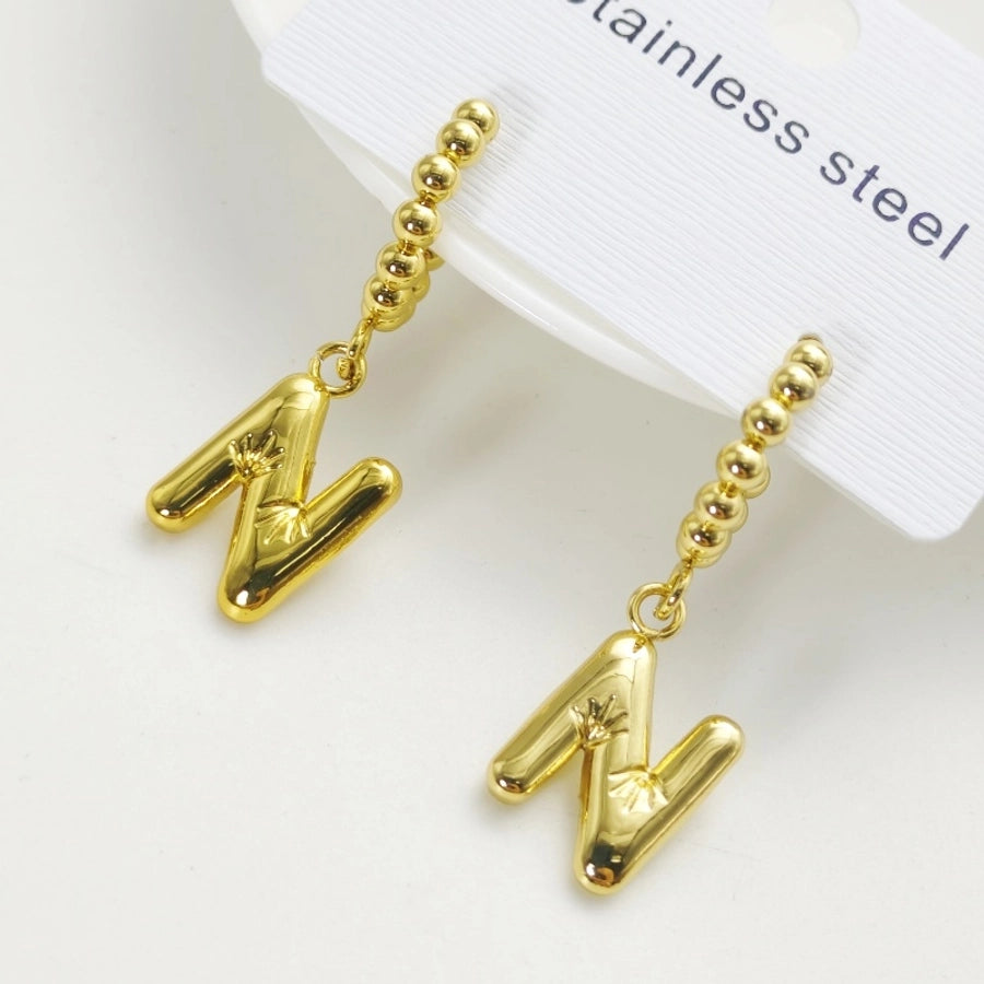 Letter Drop Earrings [304 Stainless Steel,18K Gold Plated]