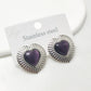 Silver Heart Stone Earrings [304 Stainless Steel]