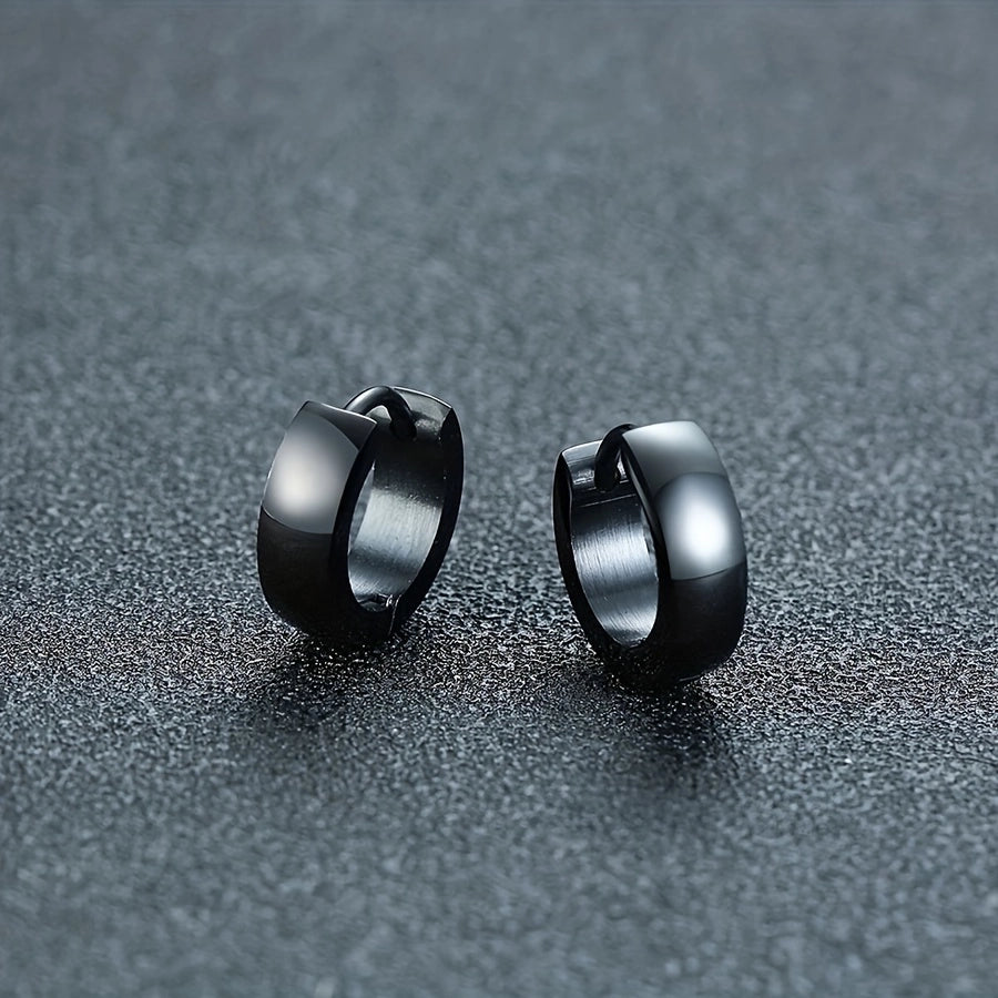 1 Set Black Earrings Ear Studs [304 Stainless Steel]