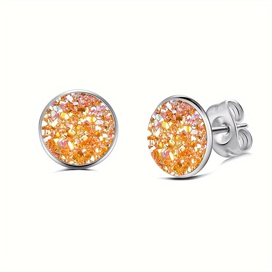 Colored Acrylic Stud Earrings [304 Stainless Steel]