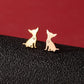 Dog Cat Ear Studs [304 Stainless Steel,18K Gold Plated]