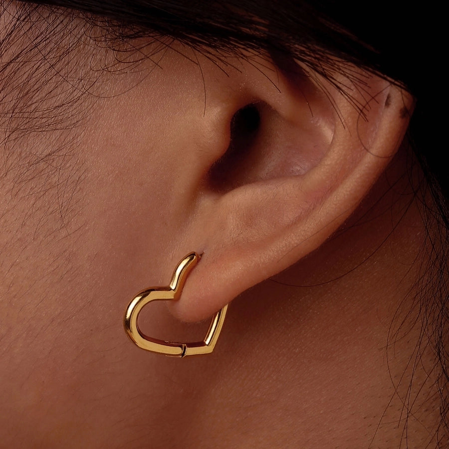 Hollow Heart Shape Earrings [201 Stainless Steel,18K Gold Plated]