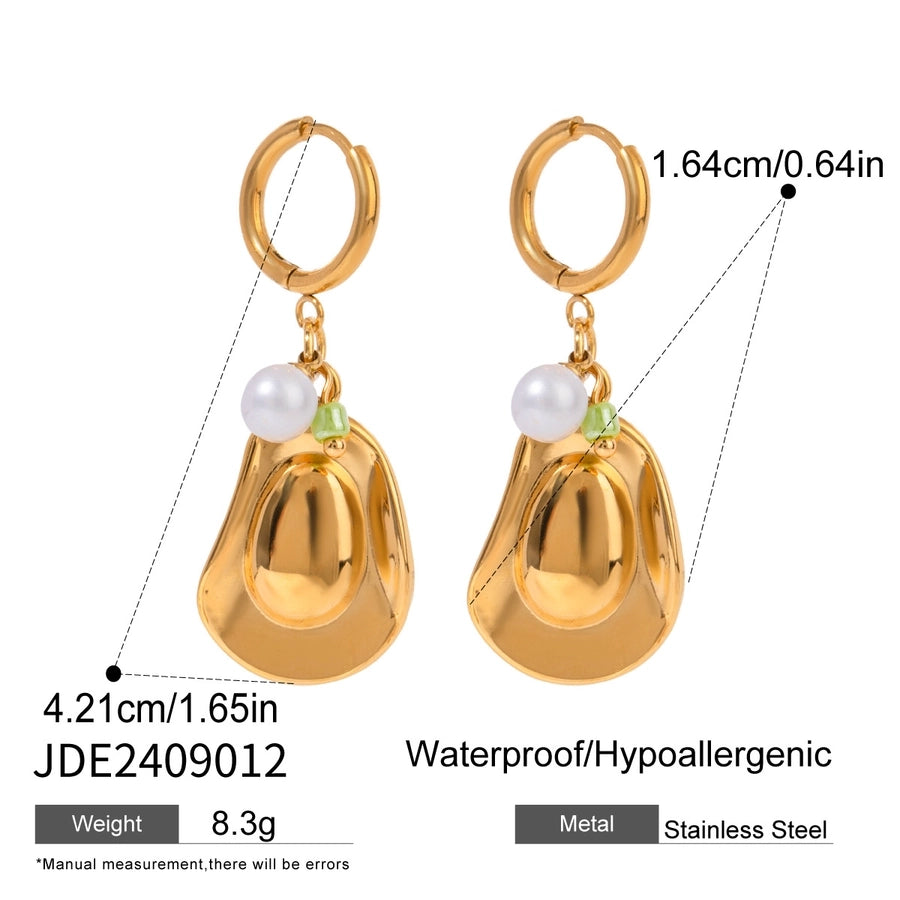 Stone Drop Earrings [304 Stainless Steel,18K Gold Plated]