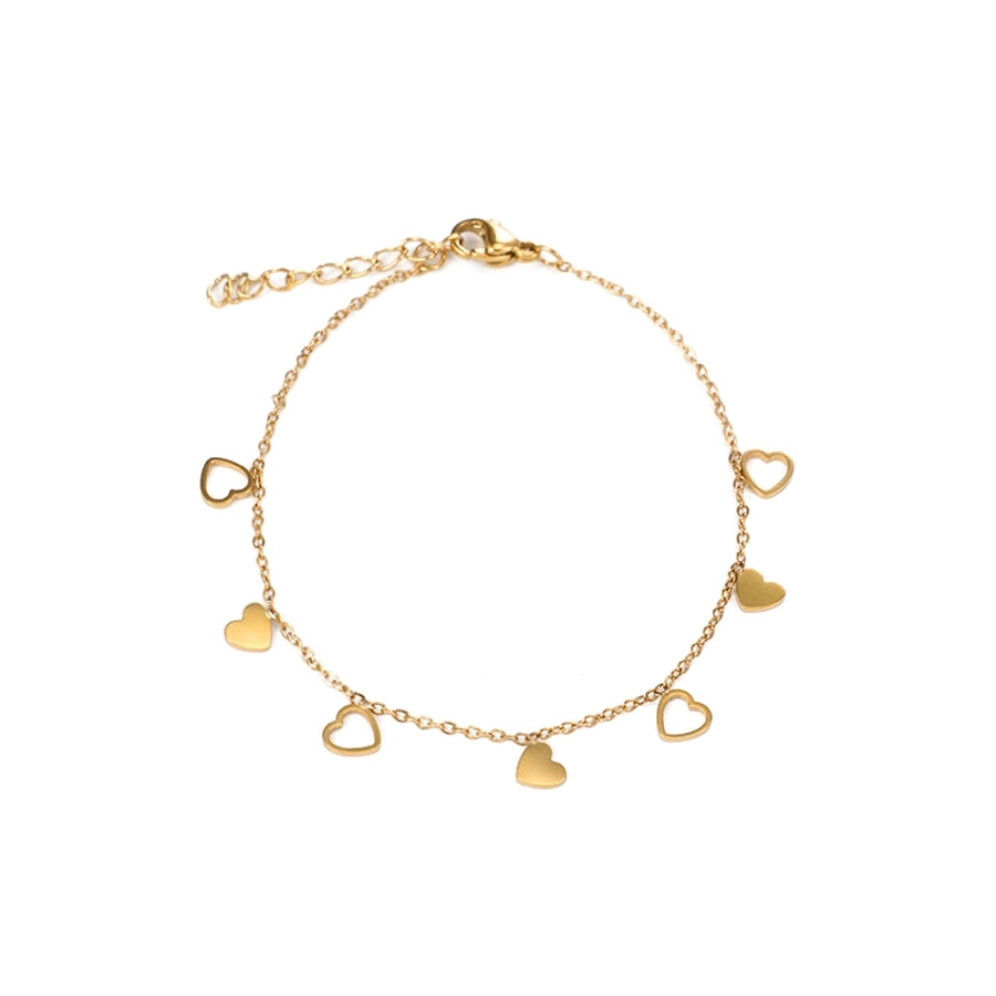 Heart Shape Bracelets [304 Stainless Steel, 18K Gold Plated]