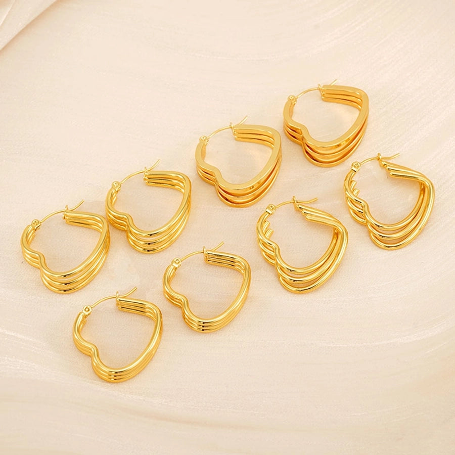 Heart Shape Hoop Earrings [304 Stainless Steel,18K Gold Plated]