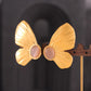 Pink Stone Oval Wings Butterfly Earrings [304 Stainless Steel,18K Gold Plated]