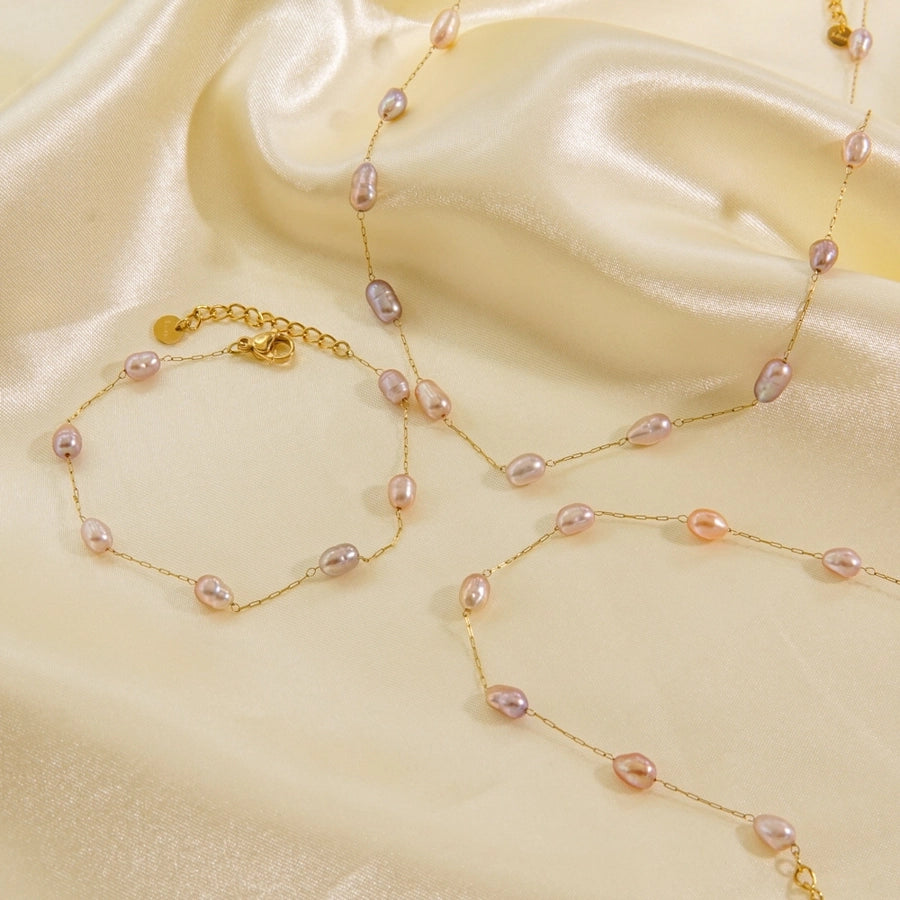 Freshwater Pearl Bracelet/Anklet/Necklace [304 Stainless ,14K Gold Plated]