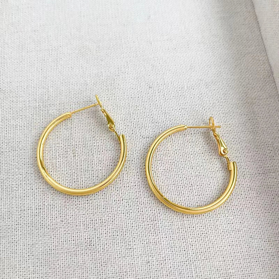 Classic Style Round Hoop Earrings [304 Stainless Steel,18K Gold Plated]