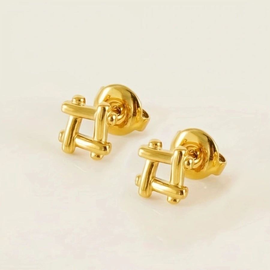 Golden Love Heart/Cloud/Airplane/Mouth Shape Stud -oorbellen [roestvrij staal]