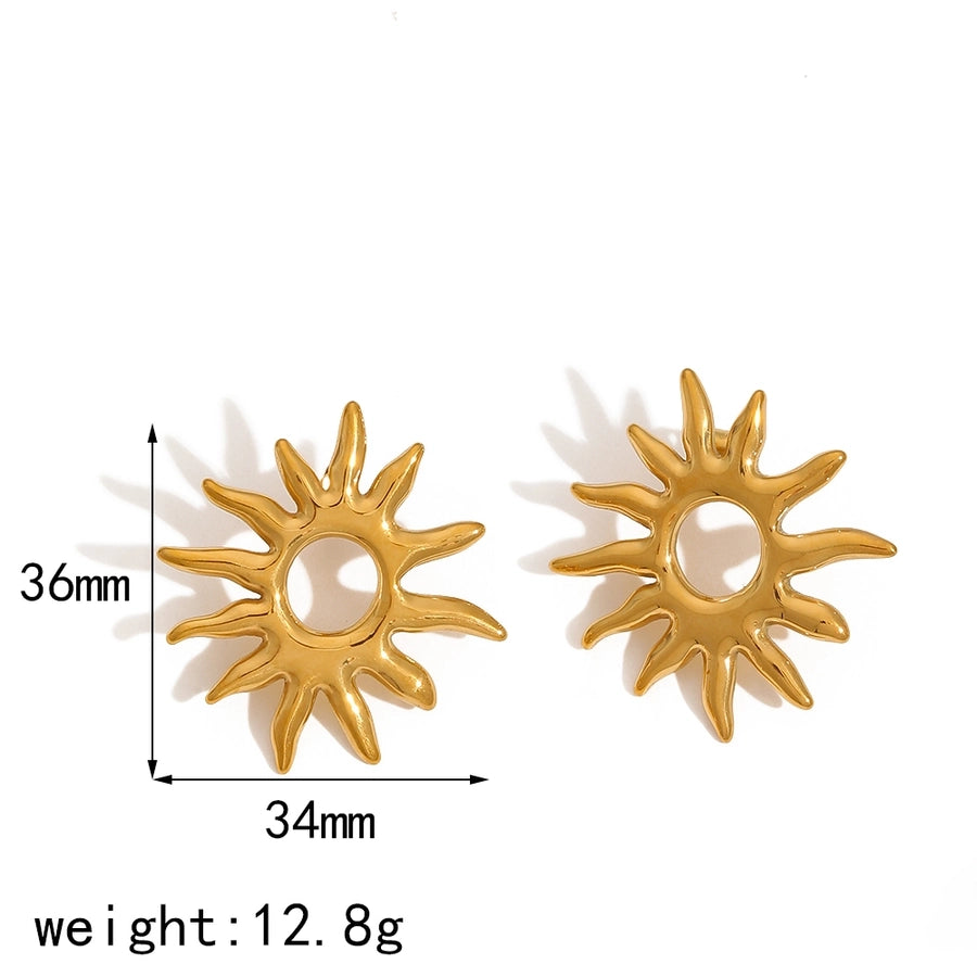 Sun Earrings [304 Stainless Steel,18K Gold Plated]