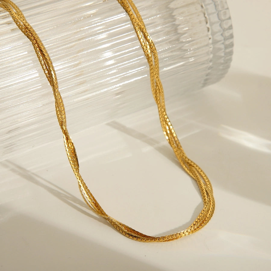 Three Strand Layered Necklace [304 Stainless Steel,18K Gold Plated]