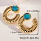 Round Blue Stone Earrings [304 Stainless Steel, 18K Gold Plated]