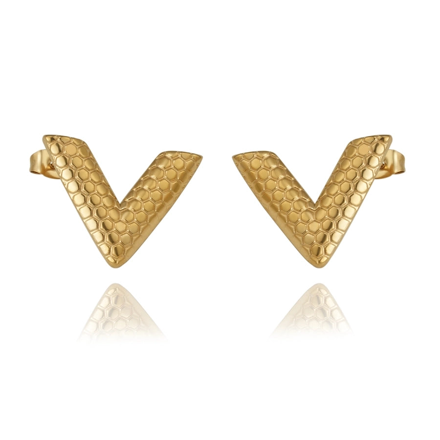 V Letter Earrings [304 Stainless Steel,18K Gold Plated]