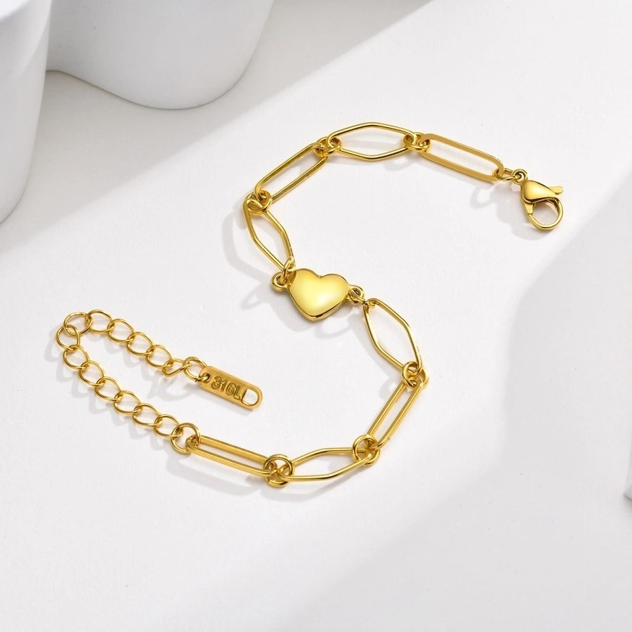 Heart Shape Bracelet/Necklace Chain [201 Stainless Steel,18K Gold Plated]