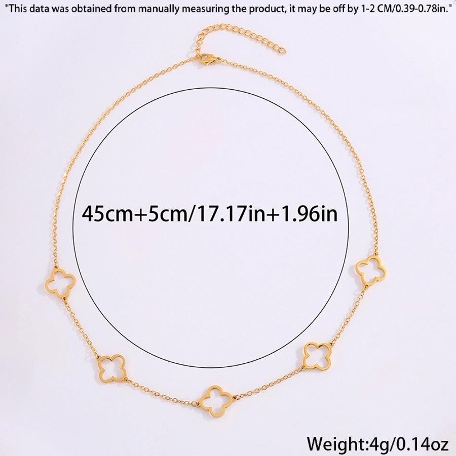 Hul fire bladkløver halskjede [304 rustfritt stål]