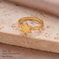 Cross Heart Shape Crown Ring [304 Stainless Steel 14K Gold Plated]