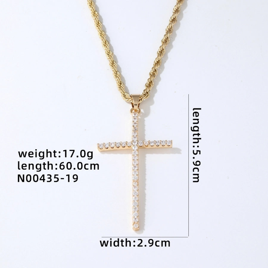 Rhinestone Zircon Cross [304 rustfritt stål, kobber]