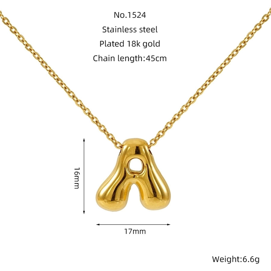 Letter Pendant Necklace [304 Stainless Steel,18K Gold Plated]